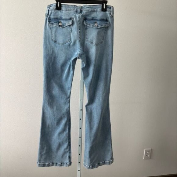 Y2K Flare Jeans 13 High Waist Fading Distressed Rip Festival Streetwear Grunge - Picture 3 of 12